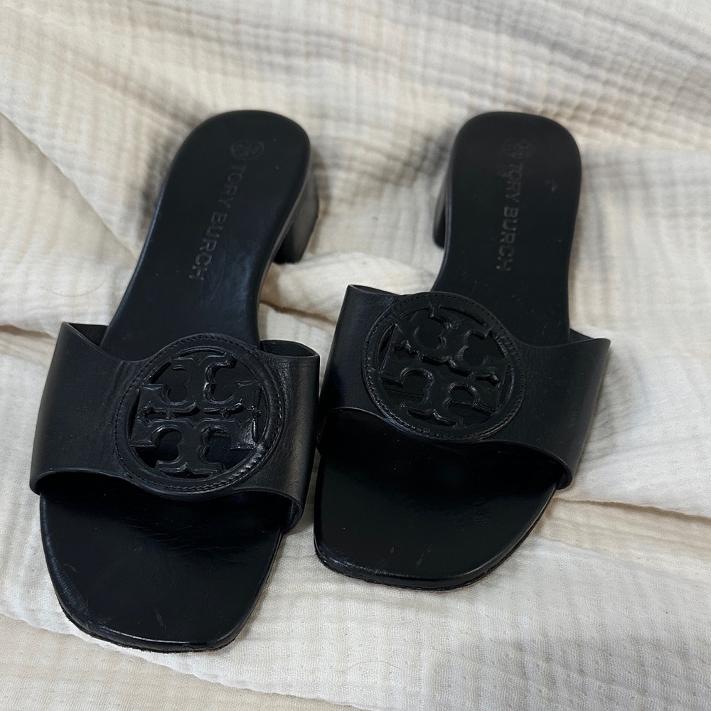 Tory Burch Black Logo Slide Sandals
